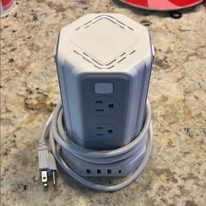 White Power Strip Tower with USB Ports